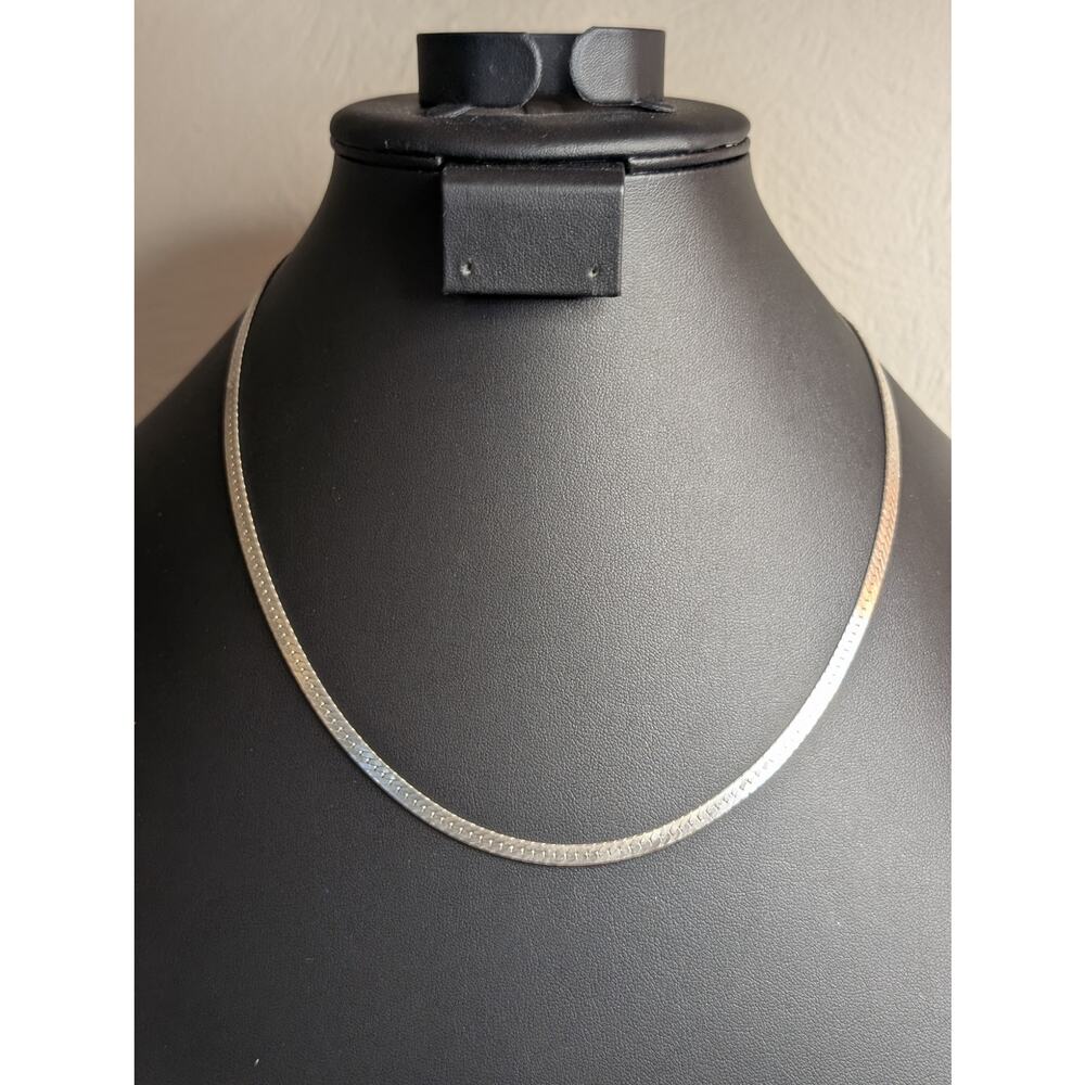 VTG 925 Italy Sterling Silver 4mm Herringbone 20" Chain W/ Lobster Claw Clasp